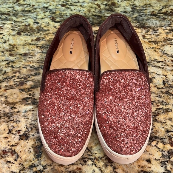 Birdies The Swift Glitter Pink Rose Ombre Slip On Sneaker Size 5 - Picture 3 of 13